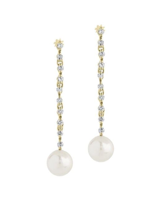 Sterling Forever White 14K Plated Blake Drop Stud Earrings