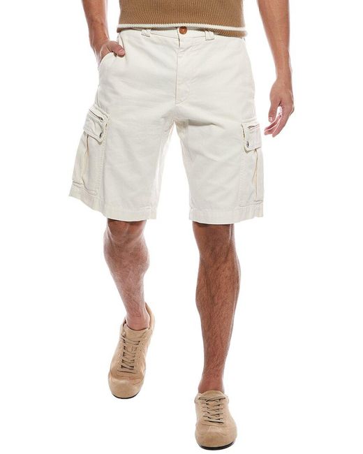 Brunello Cucinelli White Cargo Short for men