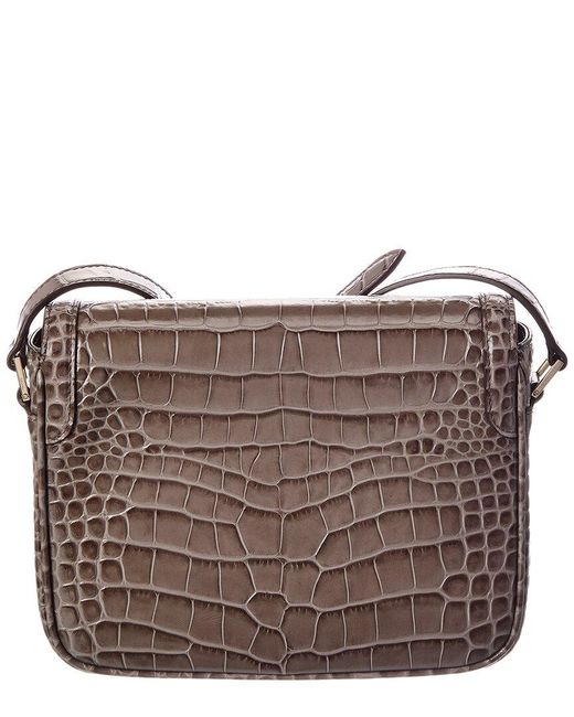 Tom Ford Gray Croc-Embossed Leather Shoulder Bag