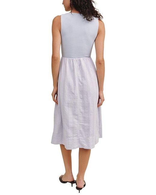 Bella Dahl Purple Mixed Crewneck Midi Dress