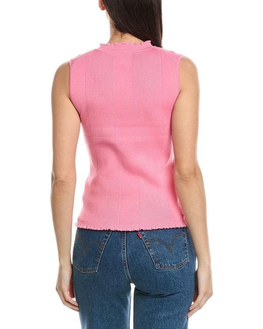 Karl Lagerfeld Red Ribbed Knit Top