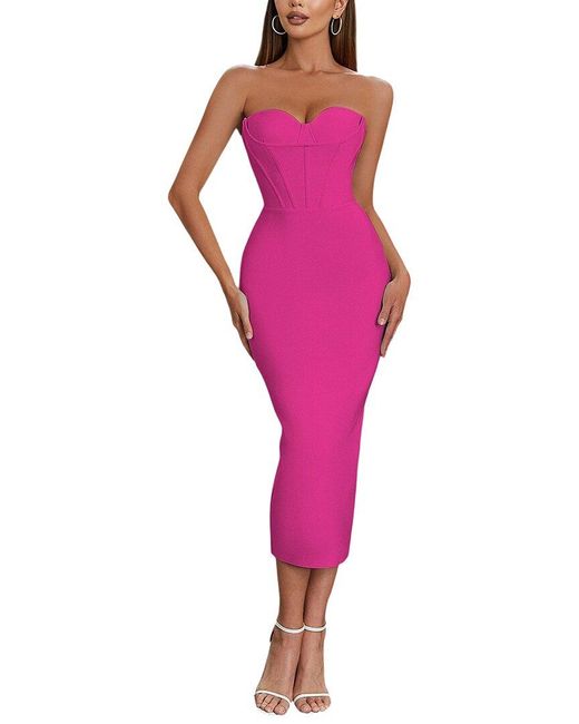 BELLA DESERT Pink Midi Dress
