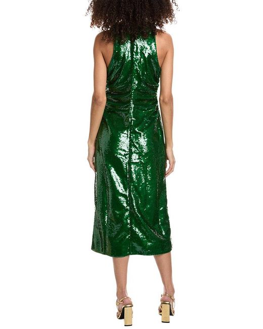 Ganni Green Sequin Midi Dress