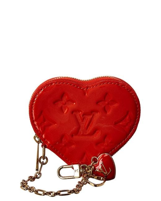 LOUIS VUITTON Vernis Coeur Heart Coin Purse Amarante 306809
