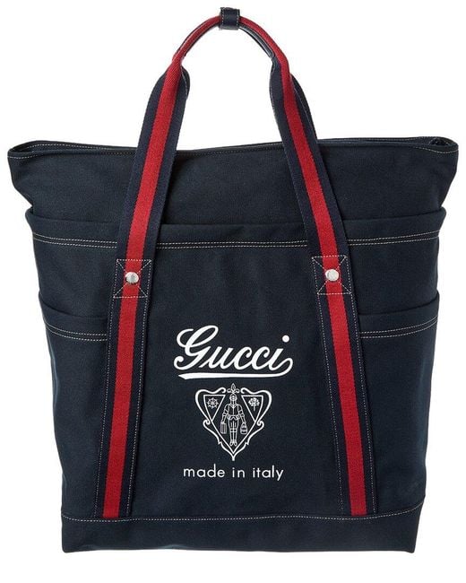 Gucci Blue Coat Of Arms Large Canvas Tote for men