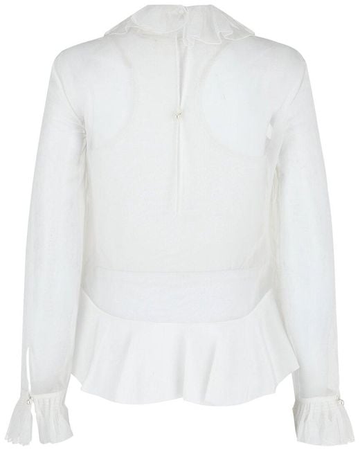 Givenchy White Cropped Silk Blouse