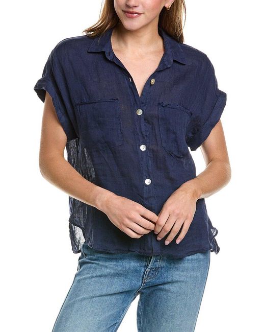 Bella Dahl Blue Two Pocket Linen Shirt