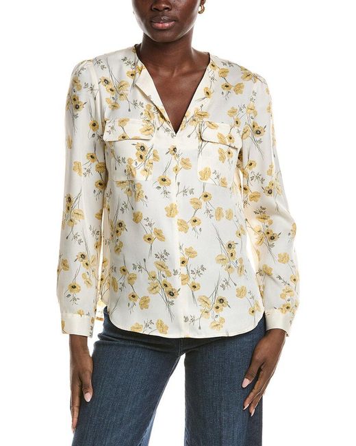 Jones New York White Simplified Utility Blouse