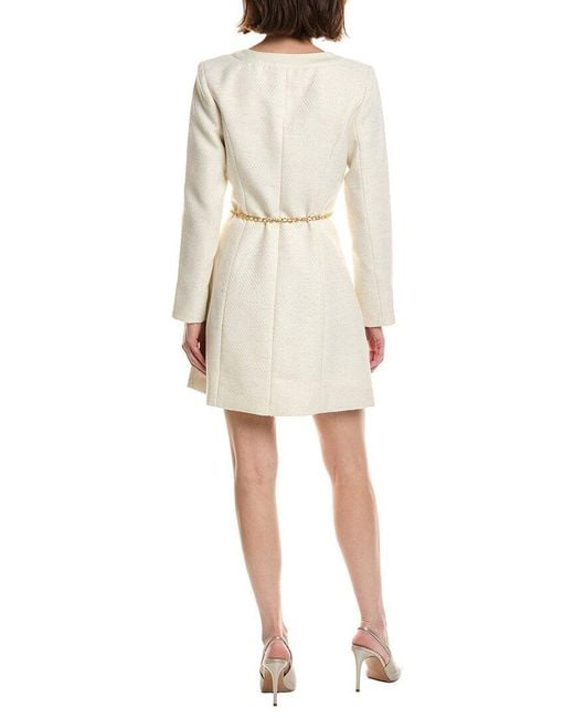 Pascale La Mode Natural Tweed Fitted Linen-Blend Coat Dress