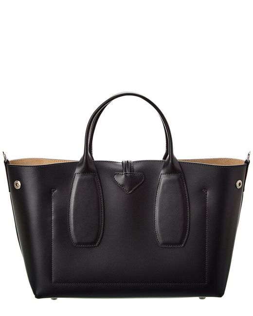 Longchamp Black Roseau Medium Leather Handbag