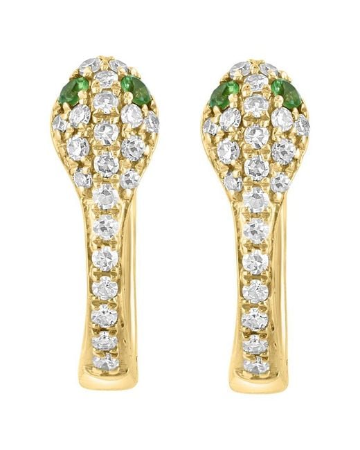 Effy Fine Jewelry Metallic 14K 0.19 Ct. Tw. Diamond & Tsavorite Earrings
