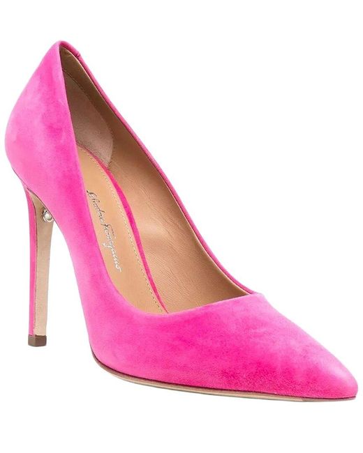 Ferragamo Pink 100Mm Pointed Leather Pump