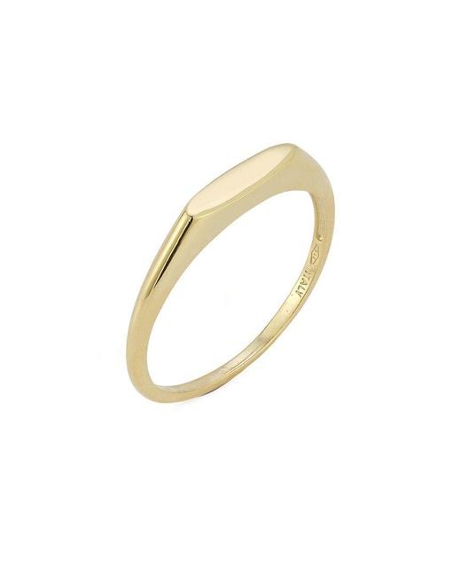 Italian Gold White 14K Flat Dome Signet Ring