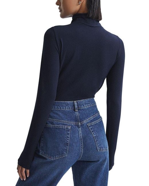 Reiss Blue Piper Turtle Neck Fitted Top