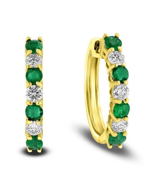LEVARON Green 14K 1.15 Ct. Tw. Diamond & Emerald Earrings
