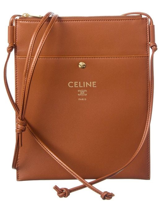 Céline Brown Leather Sharp Crossbody