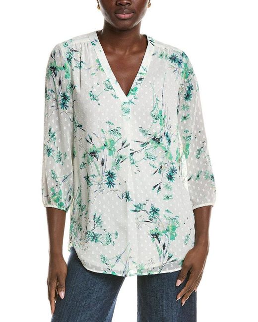 Jones New York Green 3/4 Sleeve V-Neck Tunic