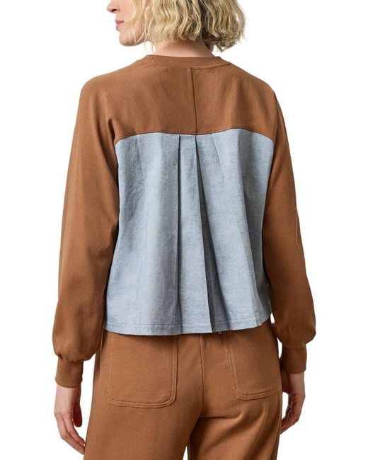 Lilla P Brown Pleat Back Crewneck