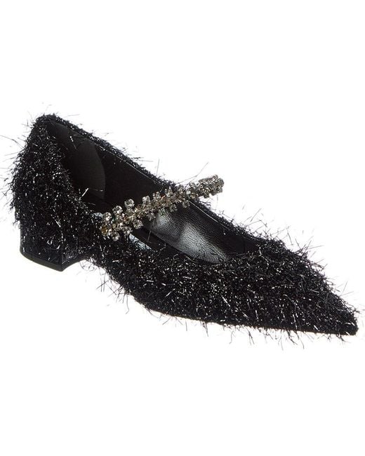 Jimmy Choo Black Bing Tinsel Flat