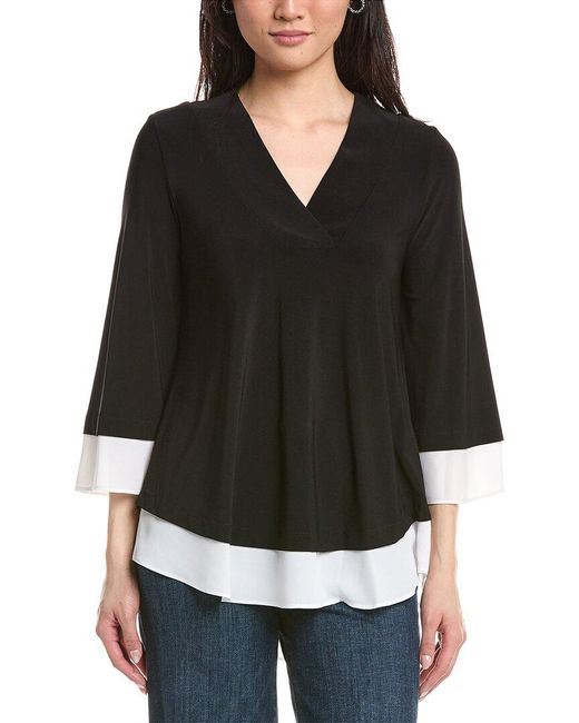 Joseph Ribkoff Black Flare Sleeves Top