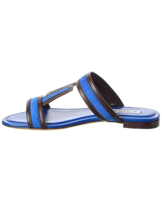Tod's Blue Suede & Leather Sandal