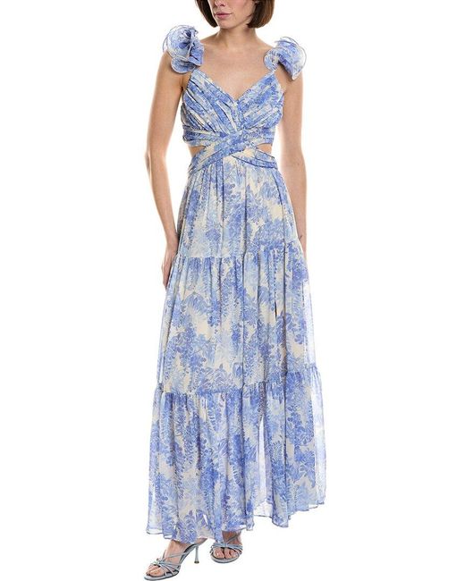 Astr Blue Fritillaria Maxi Dress