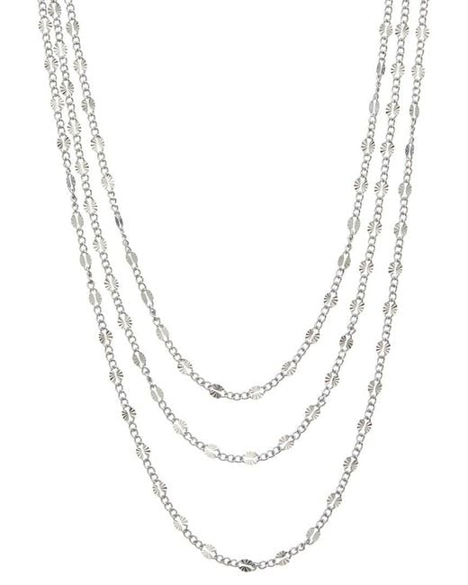 Italian Gold Over Silver White 18K Plated Multi Strand Necklace