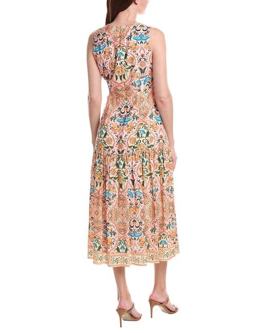 Adrianna Papell Pink Gathered Side Cutout Midi Dress