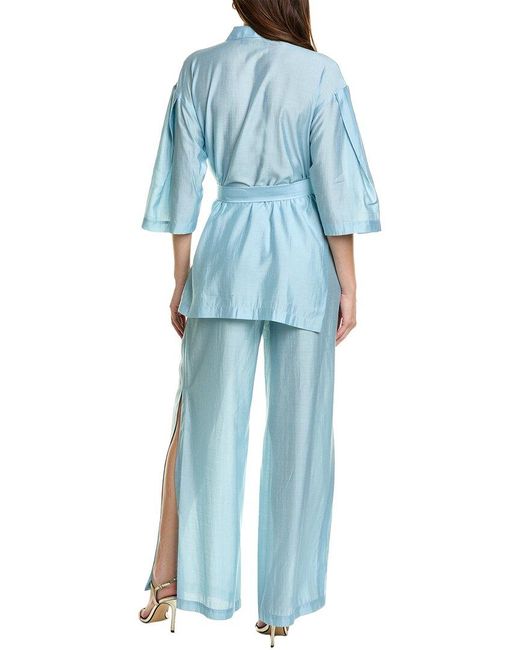 BGL Blue 2Pc Blouse & Pant Set