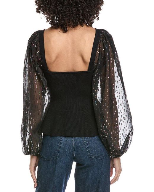Fate Black Contrast Sheer Top