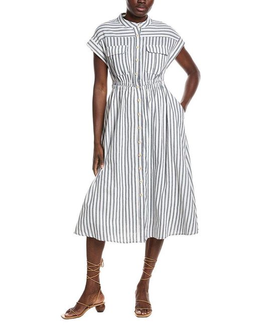 Gracia Gray Linen-Blend A-Line Dress