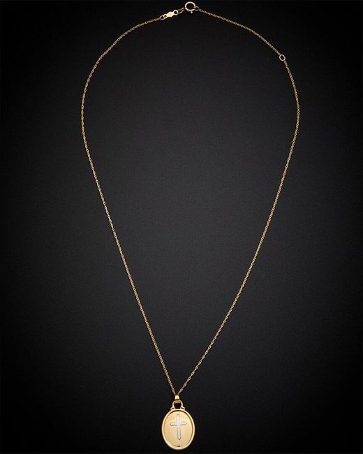 Italian Gold Black 14k Italian Two-tone Gold Cross Necklace
