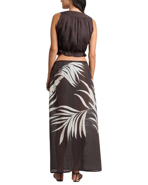 Onia Brown Linen-Blend Tie Front Top
