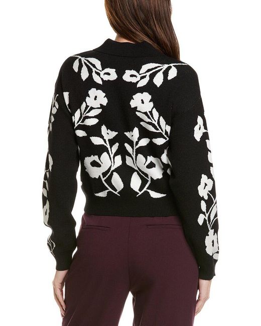 Ellen Tracy Black Jacquard Button Front