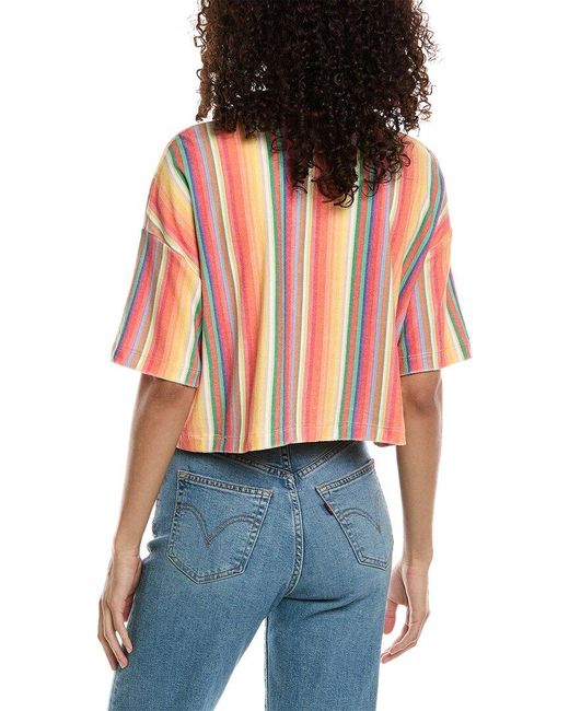Chaser Brand Blue Terry Button-down Crop Top