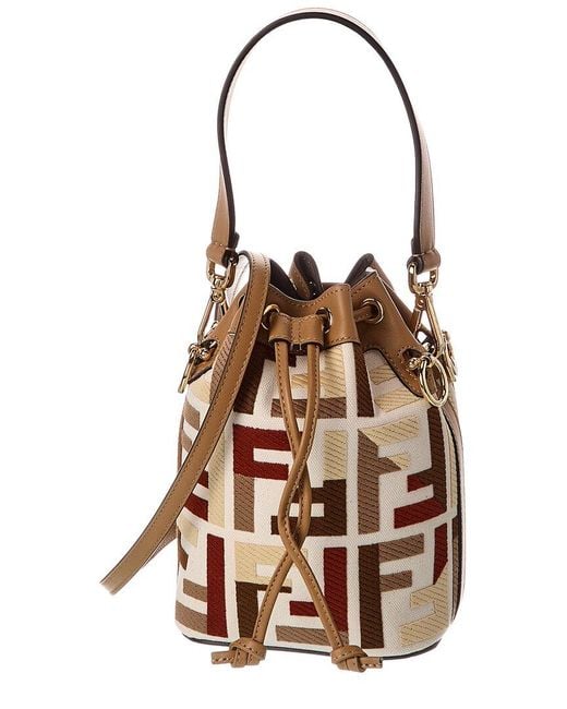 Fendi Brown Mon Tresor Mini Ff Canvas & Leather Bucket Bag