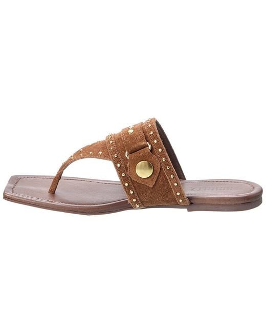 SCHUTZ SHOES Brown Aria Suede Thong Flat Sandal