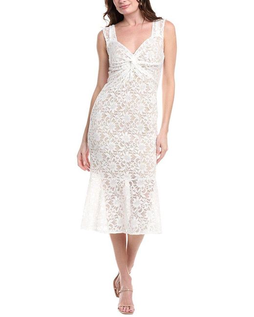 Nicole Miller White Lucy Lace Midi Dress