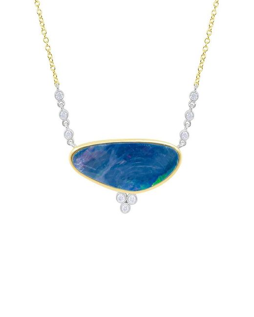 Meira T Blue 14K 3.82 Ct. Tw. Diamond & Opal Necklace