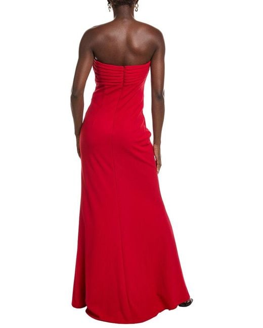 Tadashi Shoji Red Dorsett Pleated Crepe Gown