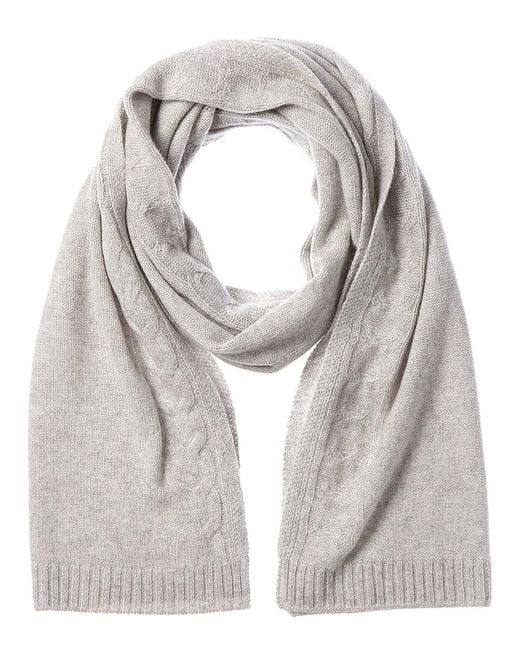 Bruno Magli Gray Cable Border Cashmere Scarf