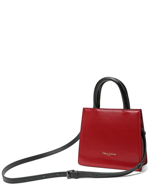 Tiffany & Fred Paris Red Smooth Leather Top-Handle Shoulder Bag