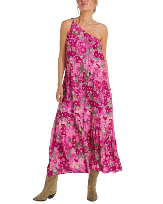 Hermoza Pink Joyce One-Shoulder Maxi Dress