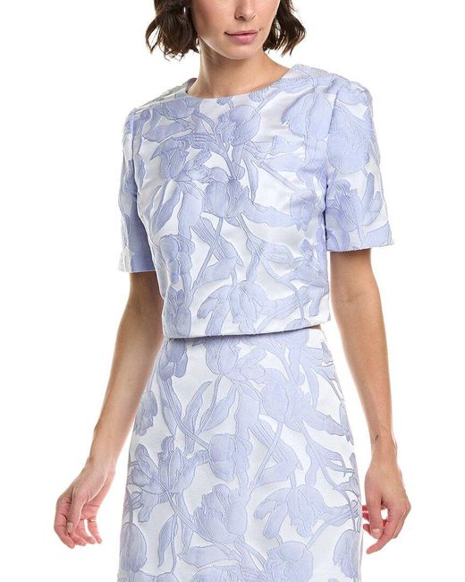 MILLY Blue Jacquard Top