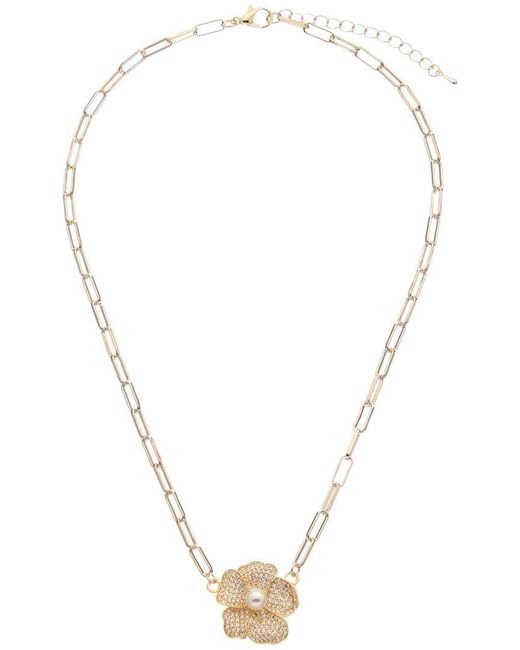 Juvell Metallic 18K Plated Cz Flower Necklace