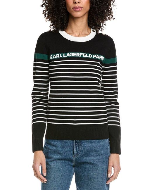 Karl Lagerfeld Black Striped Klp Sweater