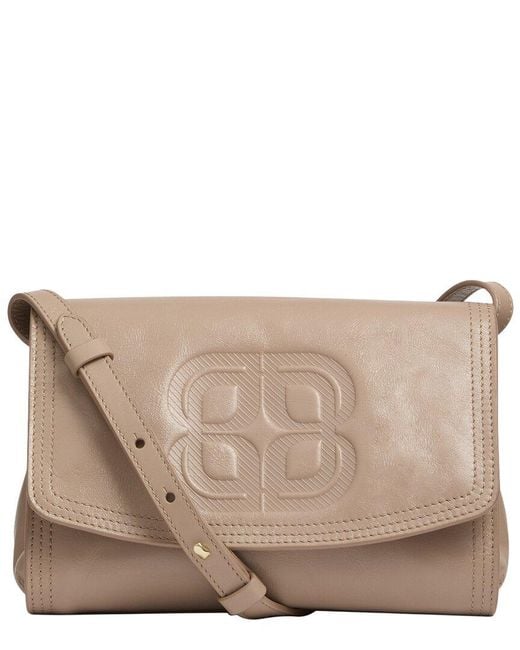 L.K.Bennett Brown Dana Embossed Patent Crossbody