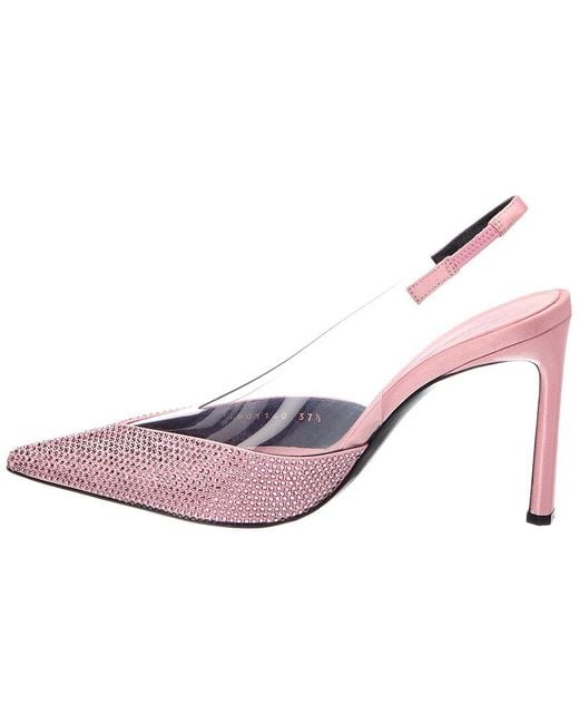 Sergio Rossi Pink Evangelie 95 Satin & Vinyl Slingback Pump
