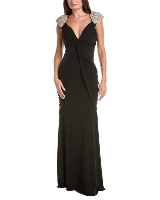 Issue New York Black Solid Embellished Maxi Dress