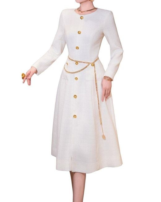 BRC By BURRYCO White Long Sleeve Midi Dress